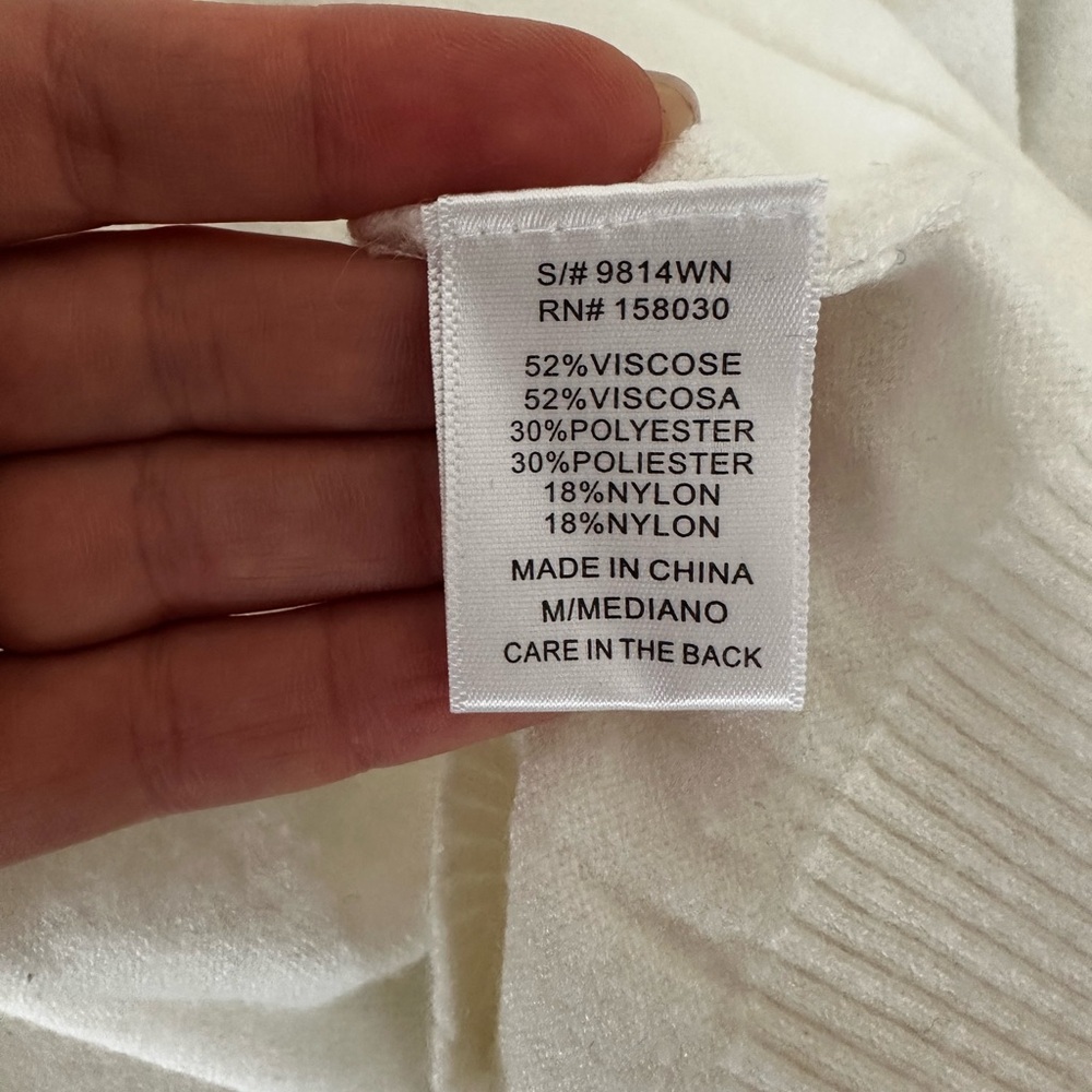 Love Tree White Mock Neck Sweater Ribbed Knit Long Sleeve Top - Picture 8 of 10